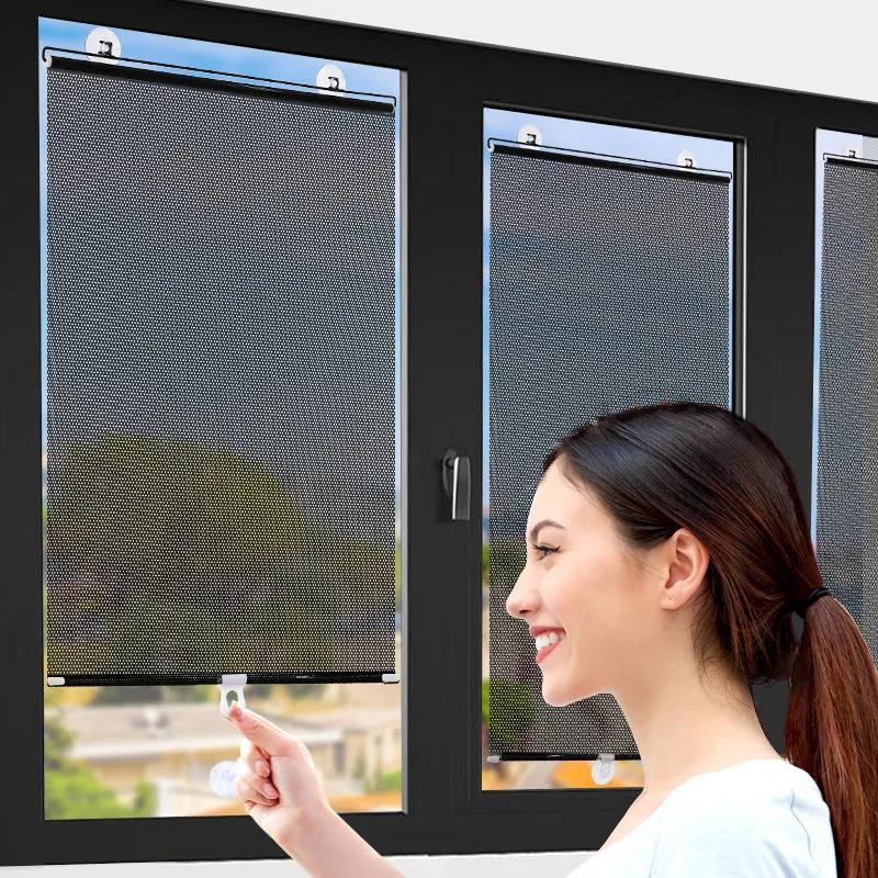 

Curtain & Drapes Sunshade Kitchen Heat Insulation Sunscreen Shading Blind Perforated Office Window Roller Film