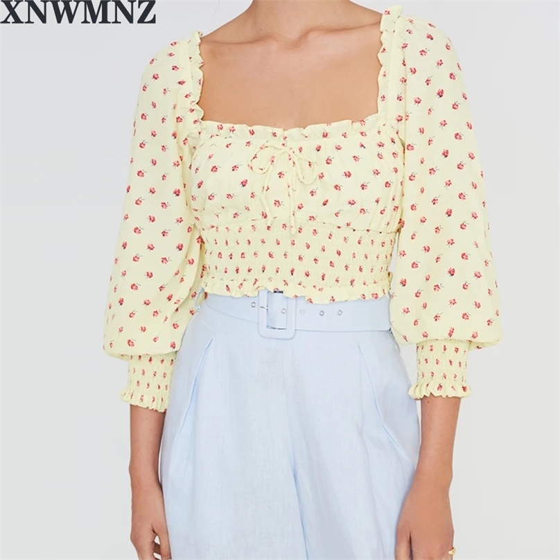 

Summer Women Fashion Blouses Floral Print Female Clothes Slim Shirt Long Sleeve Blouse Simple OL Feminine Blusa 210520, Yellow