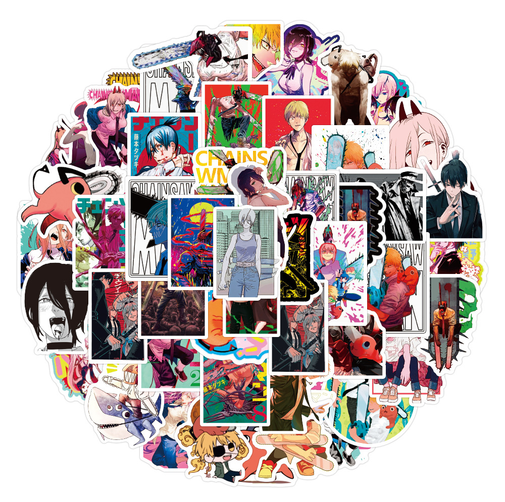 

50 PCS Mixed Graffiti skateboard Stickers Chain Man Anime For Car Laptop Fridge Helmet Pad Bicycle Bike Motorcycle PS4 book Guitar Pvc Decal, Multi colors