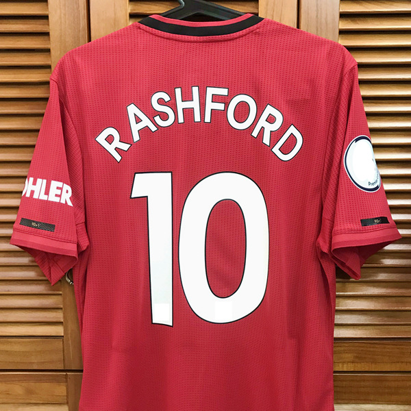 

19/20 _U Match Worn Player Issue Home Shirt Jersey Short sleeves Pogba Rashford Football Custom Patches Sponsor, Custom name