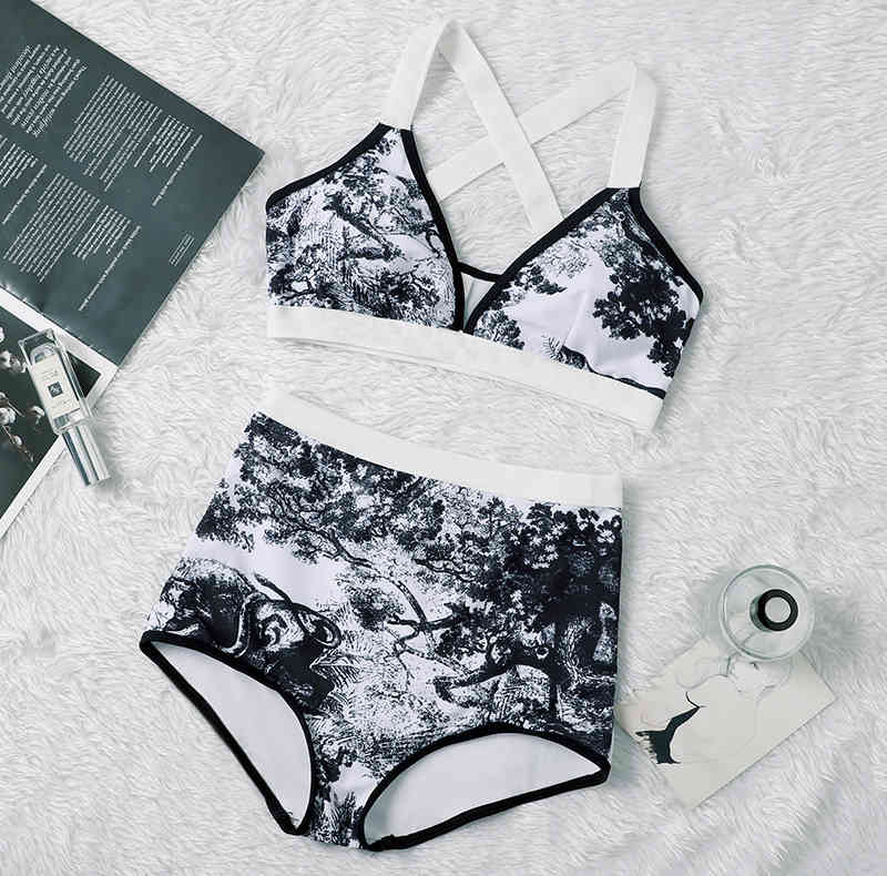 

Tiger Print Bikinis Designer Padded Women's Swimsuits Outdoor Beach Tourism Vacation Sexy Bandage Push Up Swimwear, White;black
