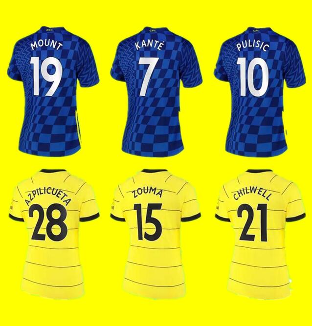 

WOMEN soccer jerseys LUKAKU PULISIC ZIYECH HAVERTZ KANTE CFC WERNER ABRAHAM CHILWELL MOUNT JORGINHO 2021 2022 girls football shirt ladies 21, Black;yellow