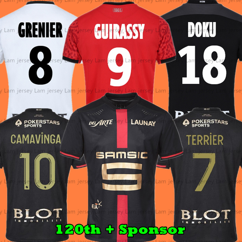 

Stade Rennais soccer jerseys Rennes 120th Anniversary maillot de foot 2021 CAMAVINGA BOURIGEAUD NIANG DOKU HUNOU football shirt, Black;yellow