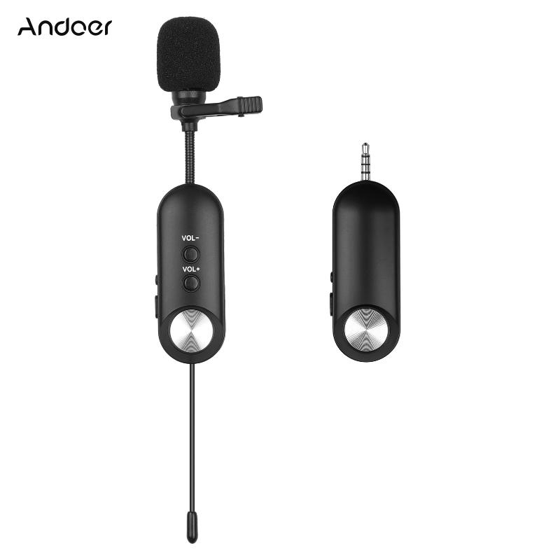 

Microphones Andoer Wireless Lavalier Lapel Mic Rechargeable Clip-on Microphone System 20m Working Distance For Phones Camera Video Recording