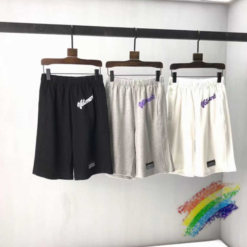 

Foam Printing Vetements Shorts Men Women Hip Hop 1:1 High Quality VET Shorts Inside Embroidery Breeches H0911
