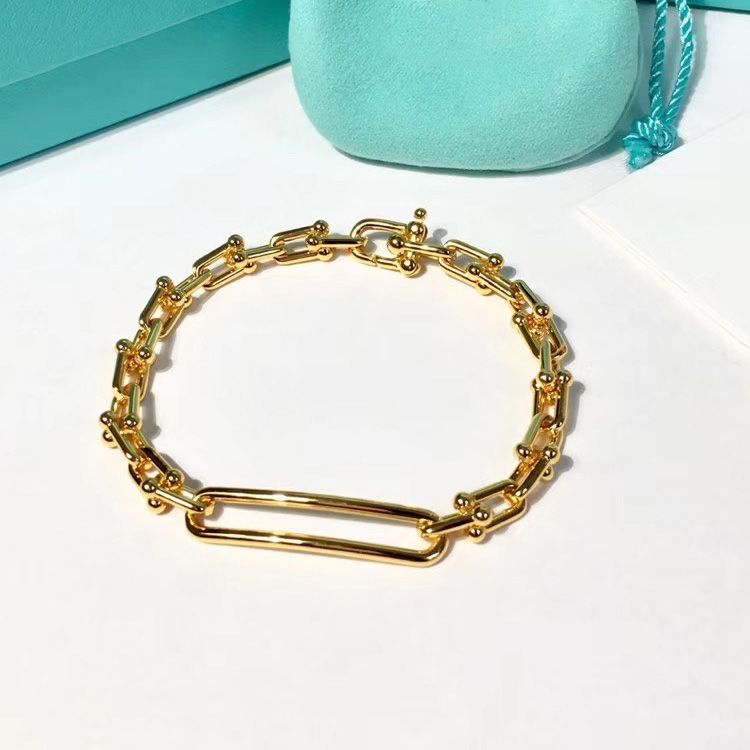 

New Hot Pure 925 Sterling Silver Jewelry For Women H Circle Bracelet Thick Chain Bracelet 925 Silver Party Bangle Jewelry, Black