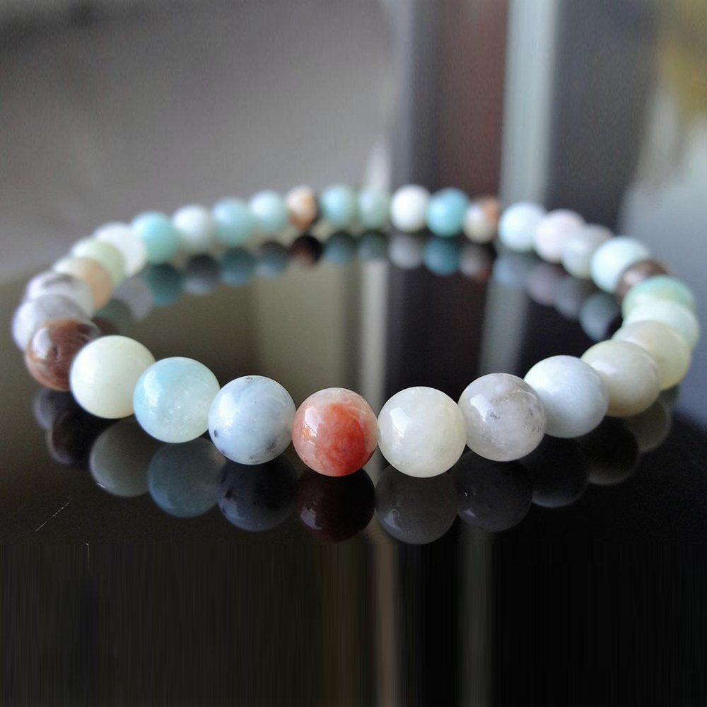 

MG1190 6 MM Genuine AMAZONITE Bead Bracelet For Men Fashion Yoga Mala Men`s Bracelet, Black