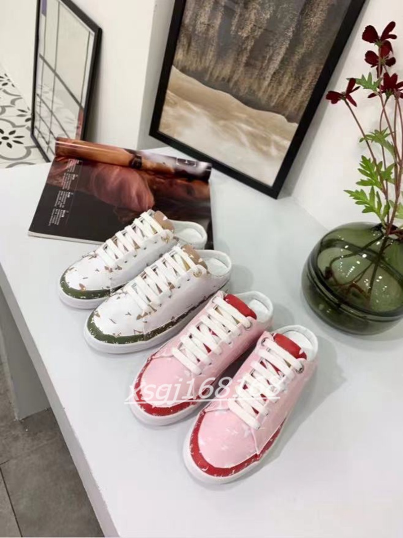 

Boy 2021 spring and summer women casual shoes high quality semi-slippers craft printed leather ladies casuals flip flop size 35-40, Black