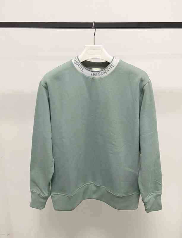 

High Quality Sweatshirts Acne Brand Swedish Minority Early Autumn New Ac Smiling Face Neckline Letter Loose Casual Round Neck Sweater for Men and Women, Gray