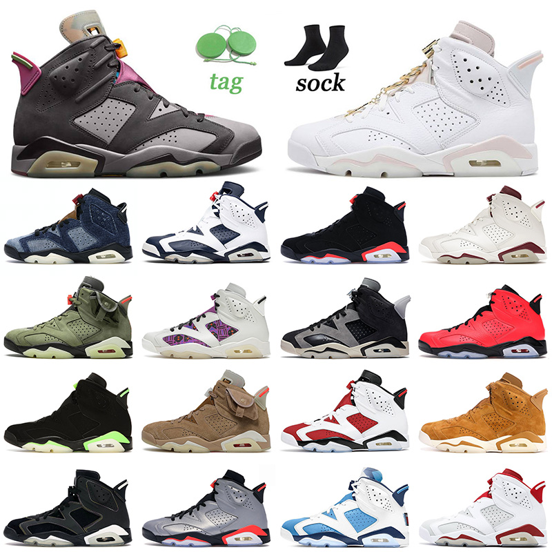 

Basketball Shoes Mens Womens Jumpman Bordeaux 6 6s Gold Hoops UNC Electric Green British Khaki Carmine Trainers Sneakers 36-47, D14 36-47 gs black infrared-
