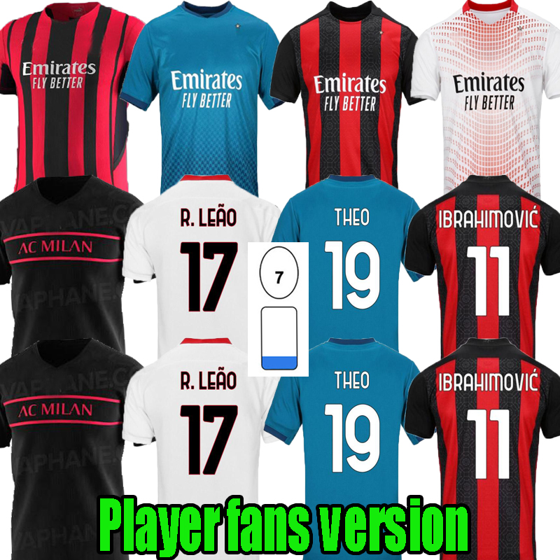 

Player fans version AC Milan third 20 21 22 soccer jersey IBRAHIMOVIC PAQUETA BENNACER TONALI ROMAGNOLI 2021 2022 home away CALHANOGLU REBIC black football shirt, 2020