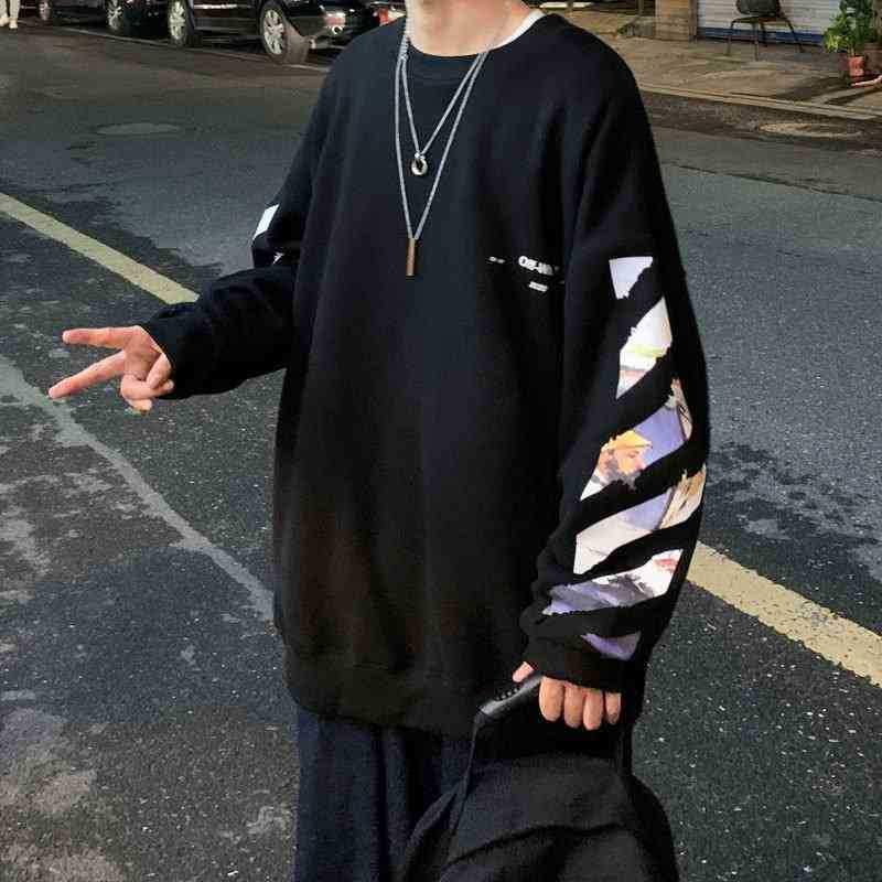 

Autumn round neck fashion hip hop Big Size Youth coat men's personality1, Black