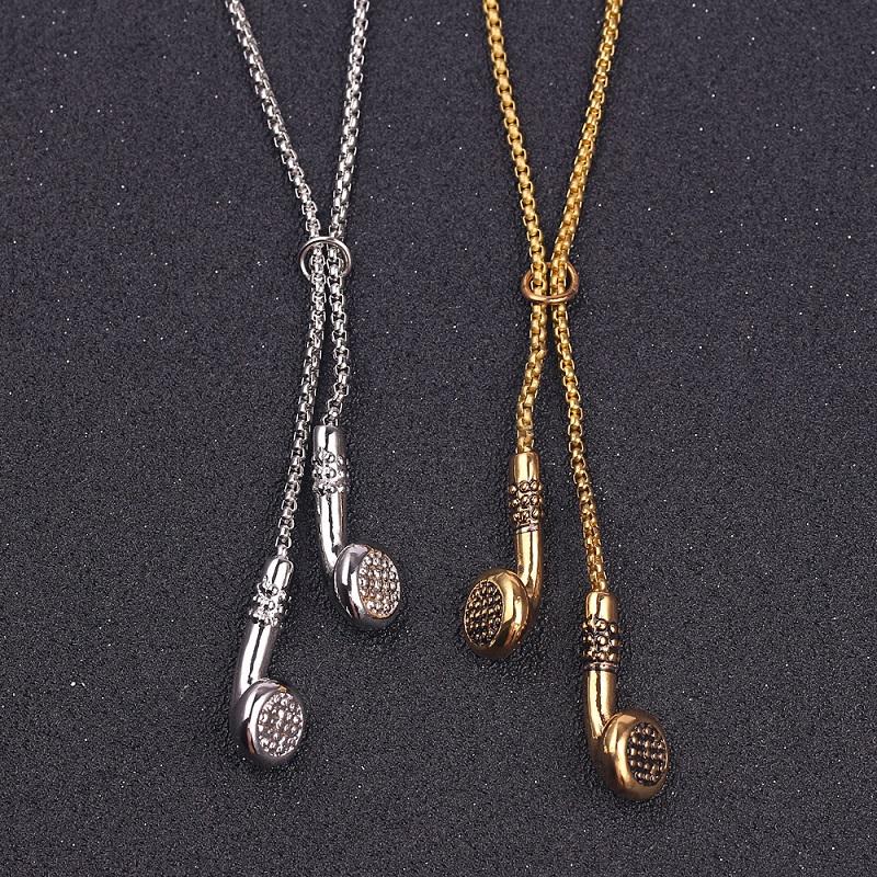 

Men/Women Fashion Necklace Punk Jewelry Hip Hop Music Headphone Pendant Necklaces Cool Gifts Headsets Long Link Chain Chains
