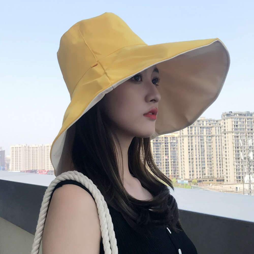 

Sun hat Cap children Korean spring and fisherman's big eaves fashion summer sunscreen travel cover basin hat tide, Blue;gray