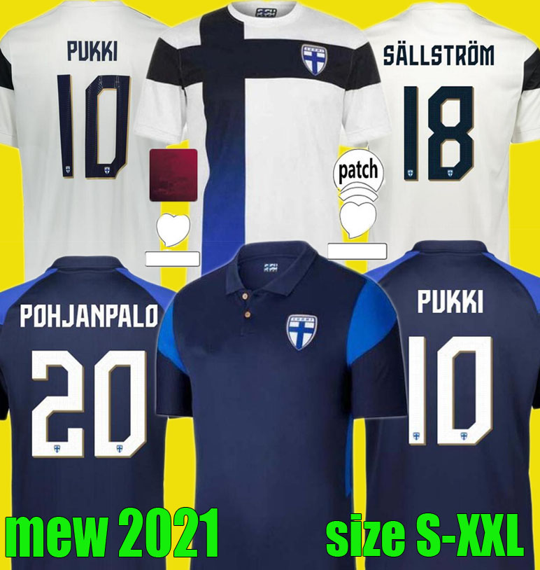 

Camiseta 2021 2022 Finland Soccer Jerseys 21 22 PUKKI SKRABB RAITALA POHJANPALO KAMARA SALLSTROM JENSEN LOD Home Away National Team Football Shirt Uniforms, Home +patch