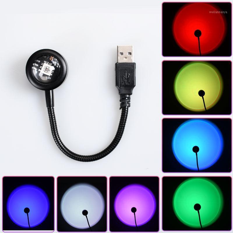 

Emergency Lights Car USB Rainbow Sunset Projection Lamp Home Coffee Background Wall Decoration Atmosphere Light LED Night Auto Accessories