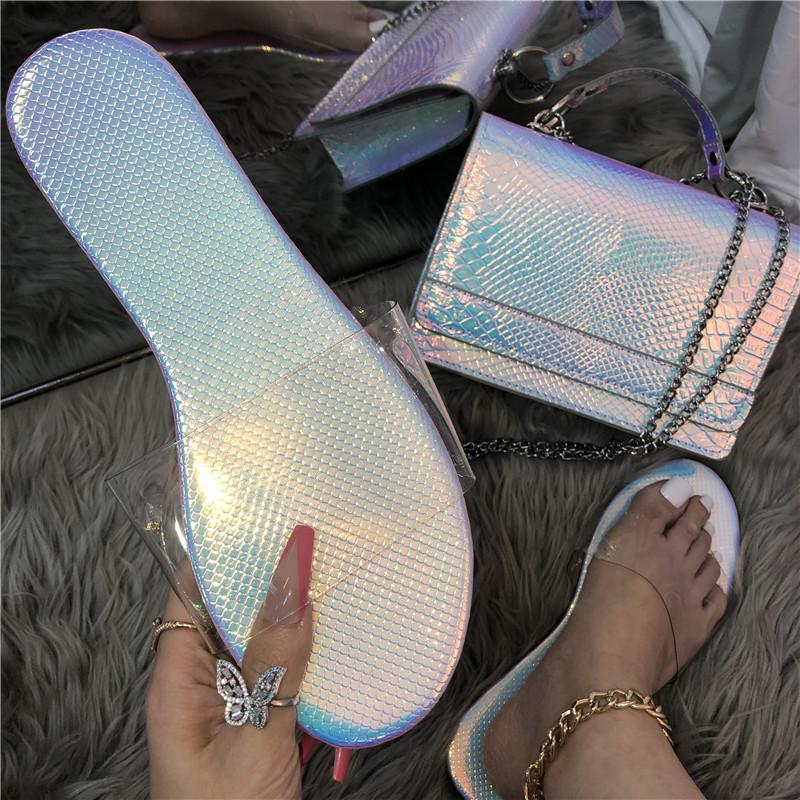 

Slippers Woman Bling Slides And Purse Set Jelly Sandals Women Clear Shoes Handbag That Match The Bag Chaussure Femme Pantuflas, Purses