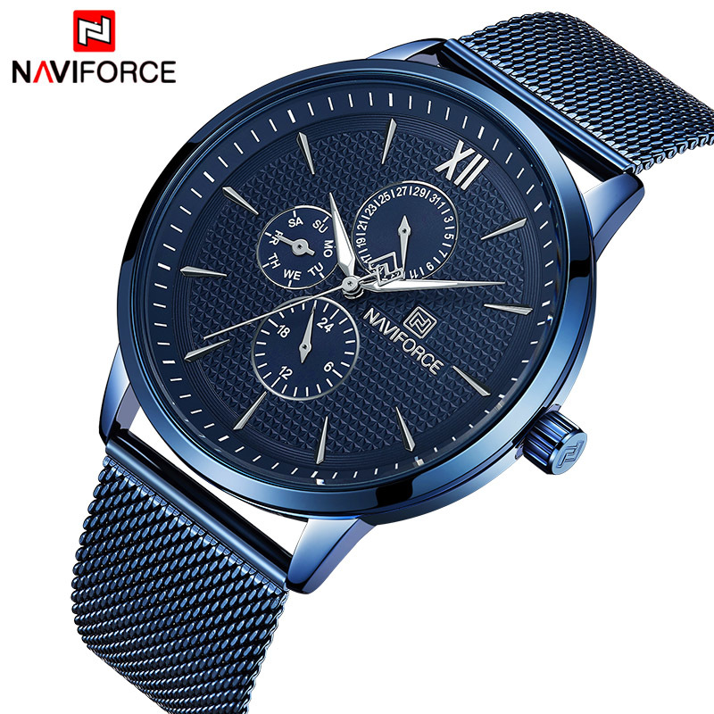 

NAVIFORCE Fashion Brand Men Army Military Watch Mens Casual Sports Quartz Wrist Watches Male Waterproof Chronograph Clock 210517, Silver white