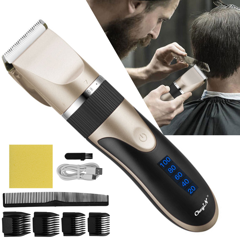 

Barber Professional Haircut Machine Adjustable Electric Shave Titanium ceramic blade Hair Clipper With Limit Combs