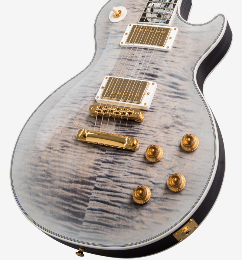 

Rare Ultima Limited Run Gray Burst Flamemaple Top Electric Guitar 3 Piece Flame Maple Neck, IceFlame Inlay, Gold Grover Imperial Tuners
