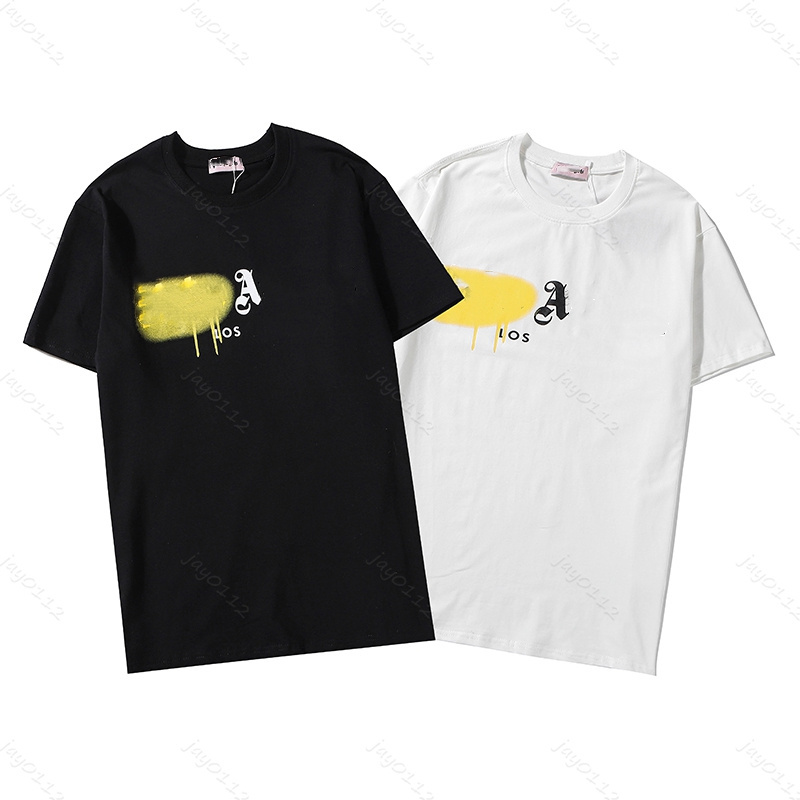 

21SS ANGELS Tide Round Short Tee Printing Sleeve Loose Beauty Sports E28 Neck PALM PA Casual Men And Women T-shirt 031609 Klxig, Black