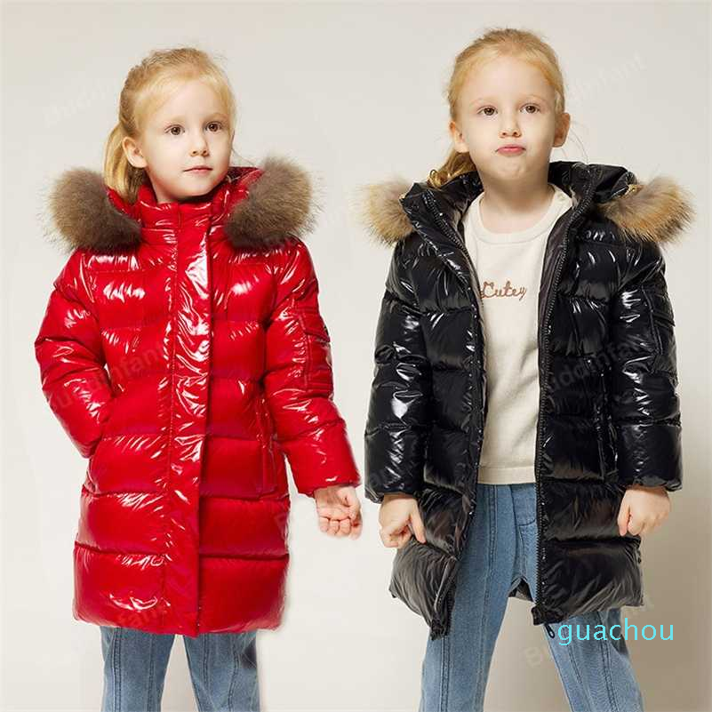 

Shiny Down Jacket For Girls Boys Russian Winter Coats Toddler Snow Suit Kids Boy Jackets Fur Collar Thicken Warm Clothing Child 211021, 2106 red