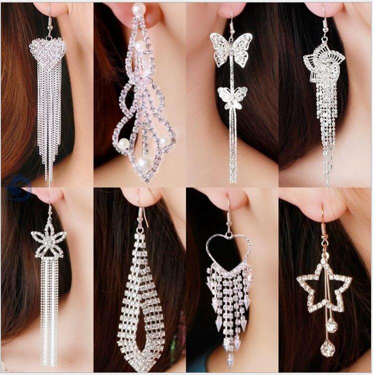 

Mix Tassel Dangle Chandelier Earrings Exaggerated Super Long Rhinestone S Windmill Fringe Ear Wire Drop Earings Korean Jewelry Bulk