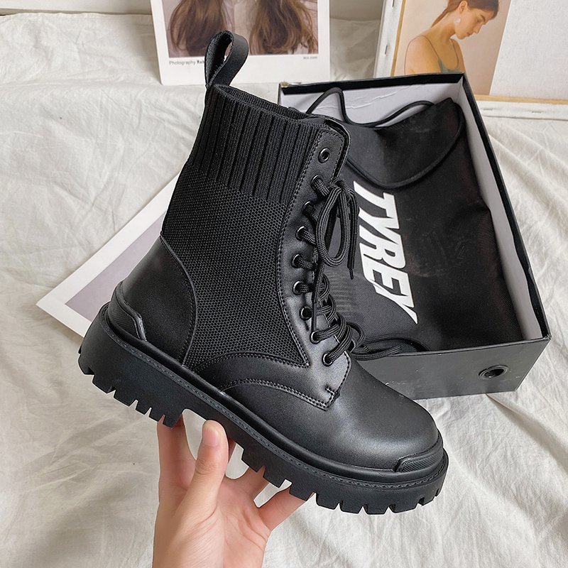 

Ankle Round Toe Women Boots Winter Warm Lace-Up Boots Boots Square Heel Zipper Middle Heels Ladies Fashion Black Brown Boot