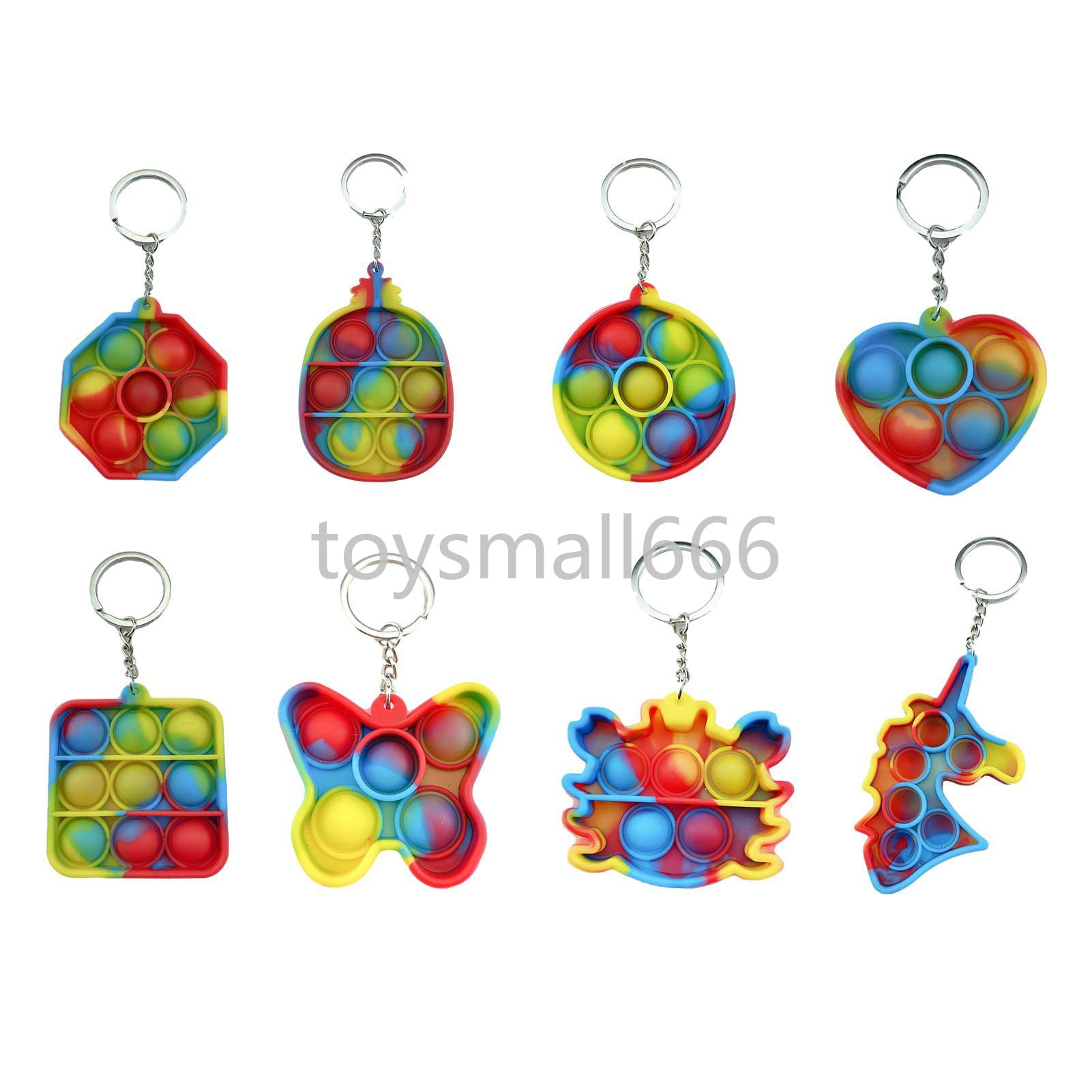 

Simple Dimple Keychain Fidget Toys Push Bubble Fidget Sensory Toy Colorful Luminous Soft Squishy Antistress Toys Pendant fy4491