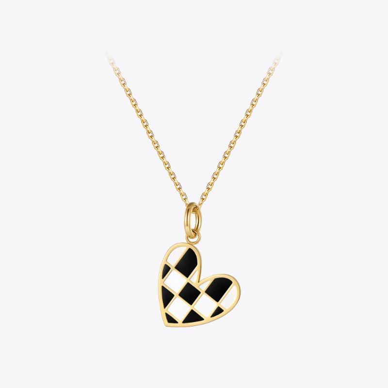 

Pendant Necklaces ENFASHION Kpop Grid Heart Necklace For Women Gold Fashion Jewelry Stainless Steel Items P213278