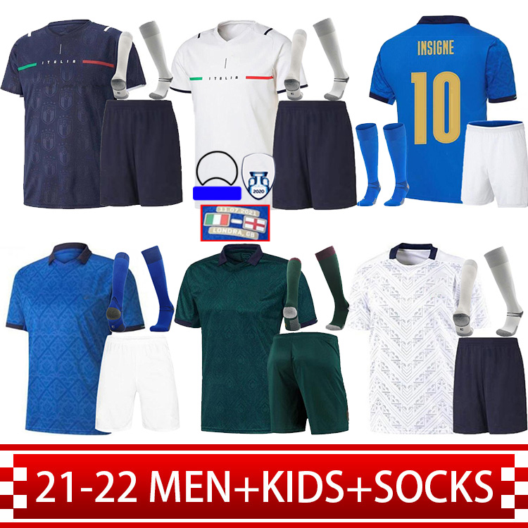 

BONUCCI ItaLY INSIGNE Soccer Jerseys 2021  Italie VERRATTI JORGINHO maillots foot IMMOBILE CHIESA BARELLA DONNARUMMA Italia Football shirts Kit+Socks, Gold