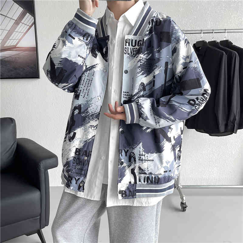 

men's jackets autumn coat graffiti printing bomber baseball college jacket man oversize hip hop streetwear fashion clothing bhee, Black;brown