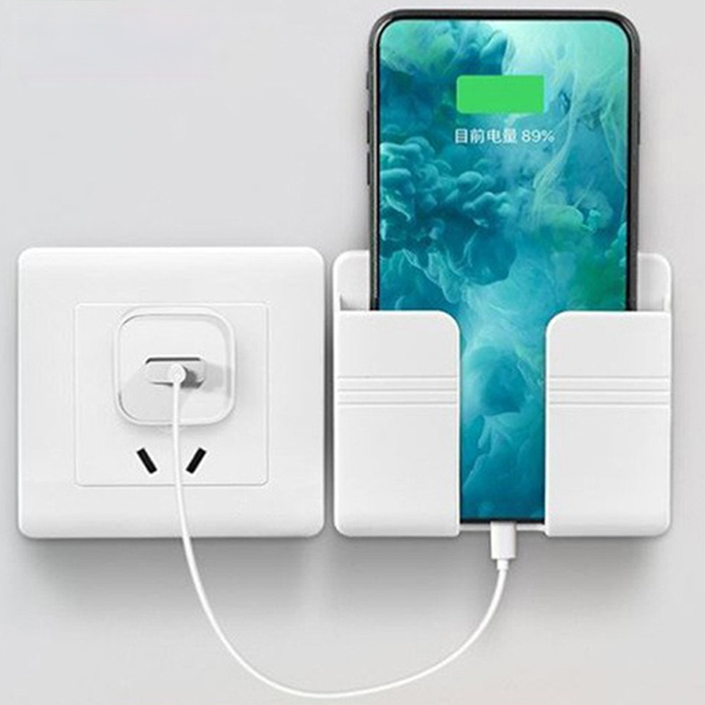Universal Wall Mounted Organizer Storage Box Remote Control Mounted Mobile Phone Plug Wall Holder Charging Multifunction Holder-image-688605716