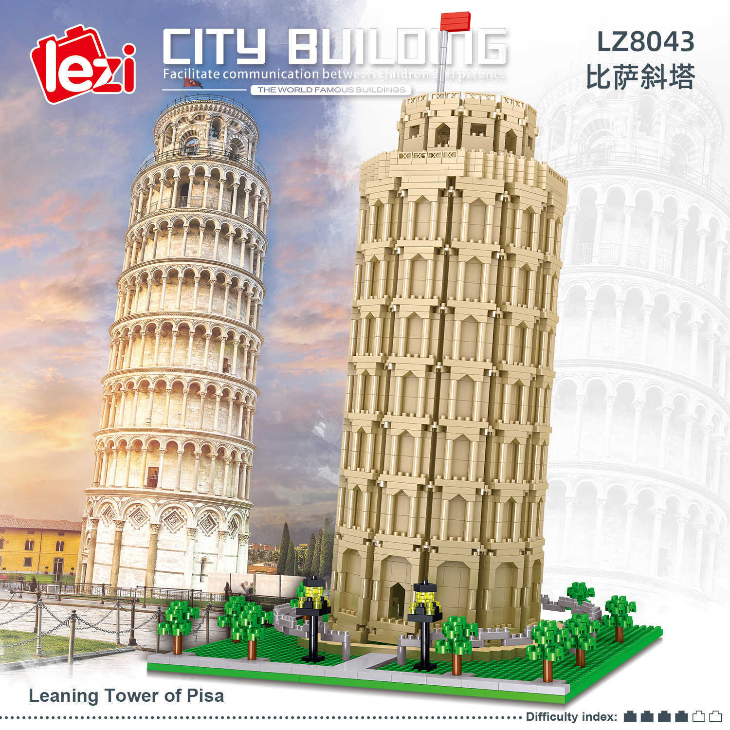

2148pcs+ Torre Pendente Di Pisa Mini Building Blocks Italy Famous Architecture 3D Model Micro Diamond Bricks Toys For Birthday Q0723