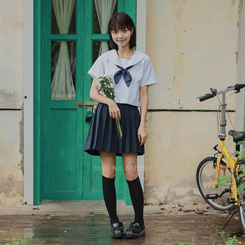 

Clothing Sets High School Sailor Uniform Anime Cosplay Korean Skirts For Girl Kawaii Japanese Style Women Jk Fashion Carnival Party Hallowee, Full suit