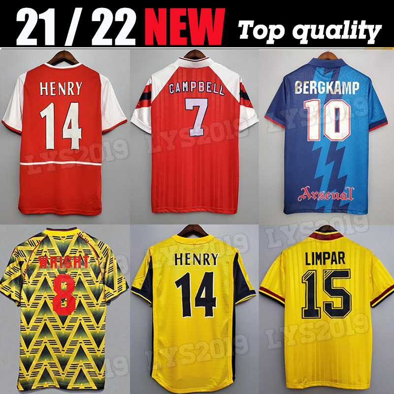 

02 05 HENRY BERGKAMP V. PERSIE Mens RETRO Soccer Jerseys 94 97 VIEIRA MERSON ADAMS Home Away 3rd Football Shirt Short Long Sleeve Uniforms, 85/86 away