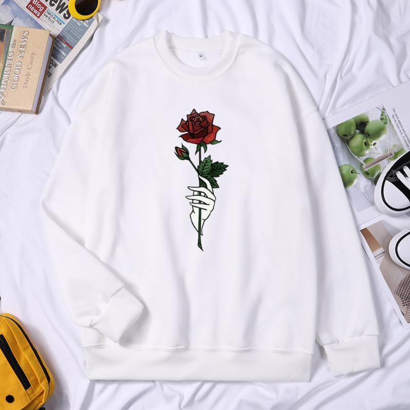 

Beautiful Red Rose Flower Cute Print Women Streetwear Harajuku Comfort Sweatshirt Hip Hop Trendy Hoodies 2021 Woman Hoody Women' & Sweatshi, Black