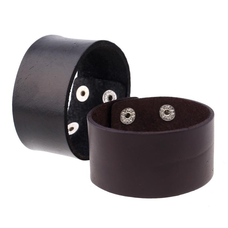 

Tennis Simple Fashion Leather Bracelets Male Vintage Punk Style Wide Genuine Sporty Man Jewelry Wrist Black&Brown