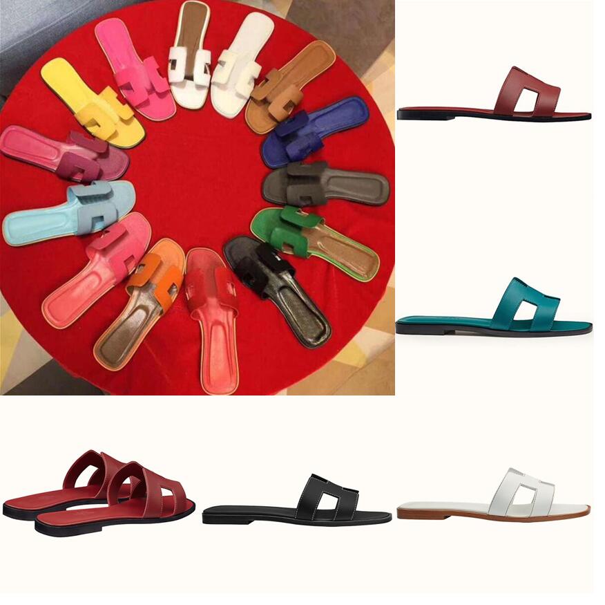 

women Summer slippers designer sandals high-quality flat-bottomed loafers ladies with frame flip flop slide Slideshow 33 colors