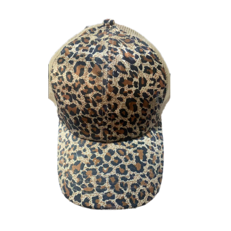 

Criss Cross Ponytail Hats Woman Washed Mesh Messy Bun Leopard Baseball Cap Outdoor Sports Trucker Hat Ponytail Baseball Caps ZZA, Multi