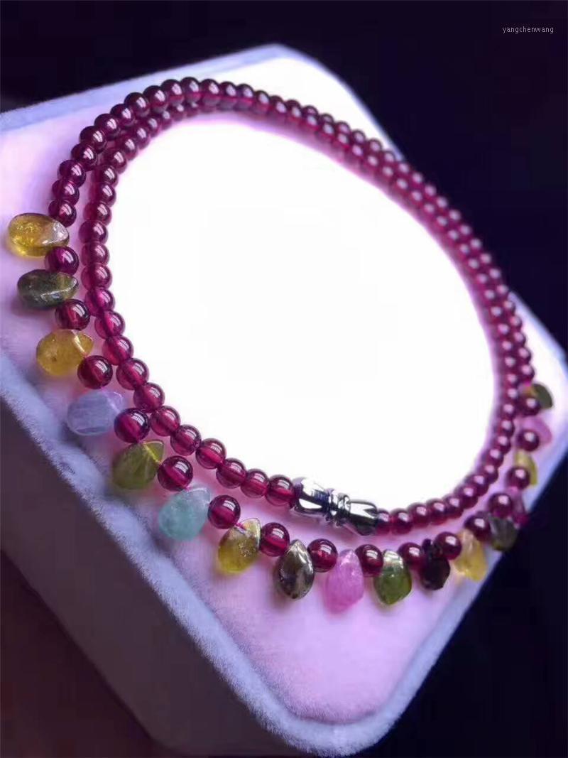

Arrival Genuine Natural Wine Garnet Tourmaline Quartz Crystal Round Beads Fashion Necklace Chains