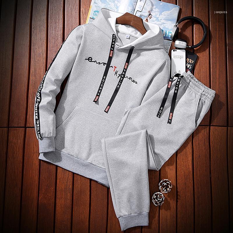 

Men's Tracksuits Tracksuit Men 2021 Autumn Fashion Casual Mens Track Suit Long Sleeve Hoodies Sweatshirt+Pants 2 Piece Set Clothing1, Gray