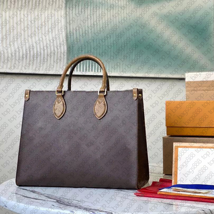 

Designer Tote Bag Two-tone classic brown flower letters print canvas Genuine Leather handbags MM GM women men shoulder bags top quality handbag, Contact us