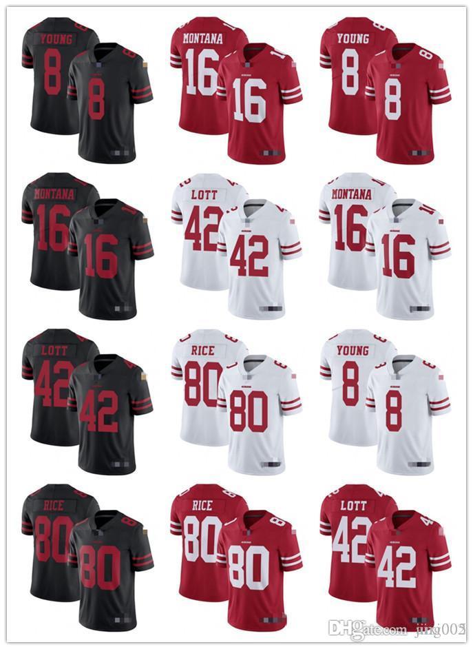 

Mens Womens Youth San Francisco49ers8 Steve Young Red 16 Joe Montana Black 42 Ronnie Lott White 80 Jerry Rice Football Jerseys, Colour