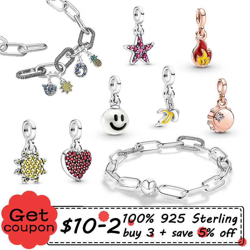 

Other 2021 925 Sterling Silver My Love Starfish Flamingo Pendant Charm Fit Original Me Bracelet DIY Bead Jewelry For Women