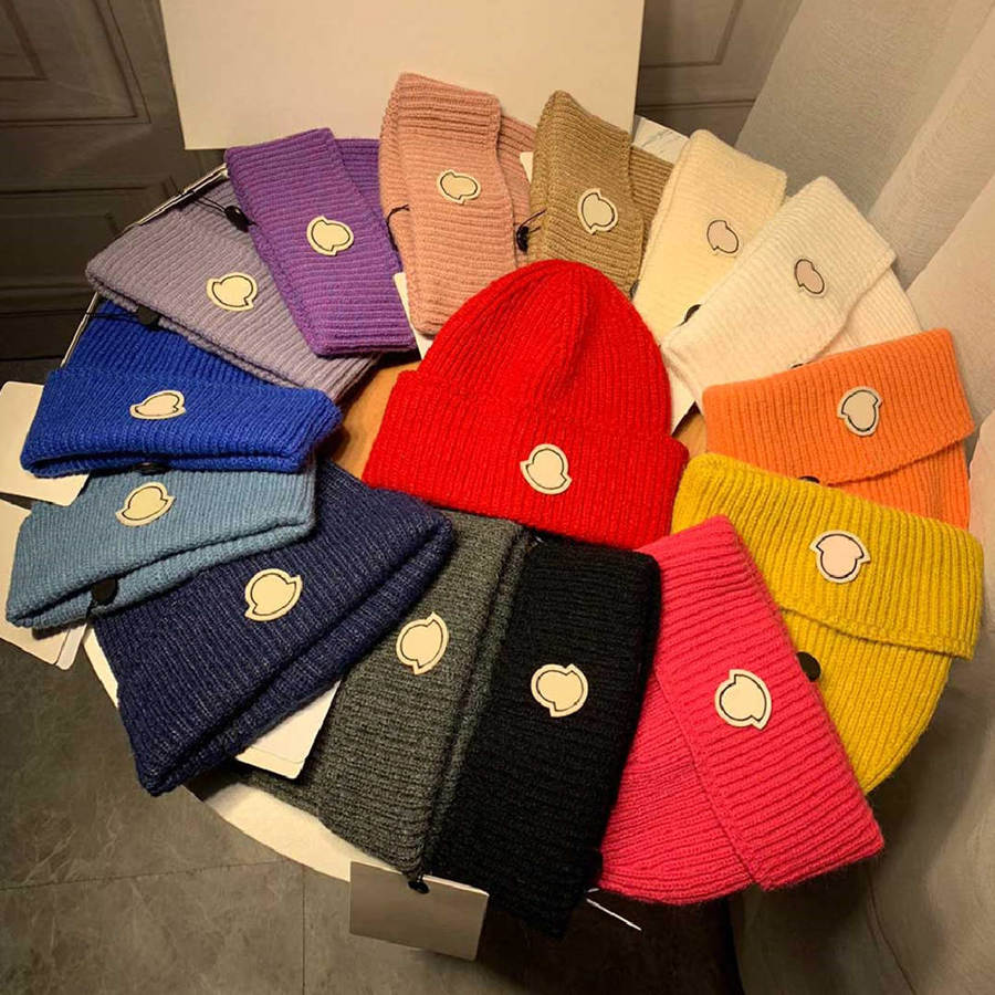 

Designer Skull Caps Fashion Knitted Beanie Cap Good Texture Solid Hat Specific Sign Logo Design for Man Woman 15 Colors Top Quality, C1