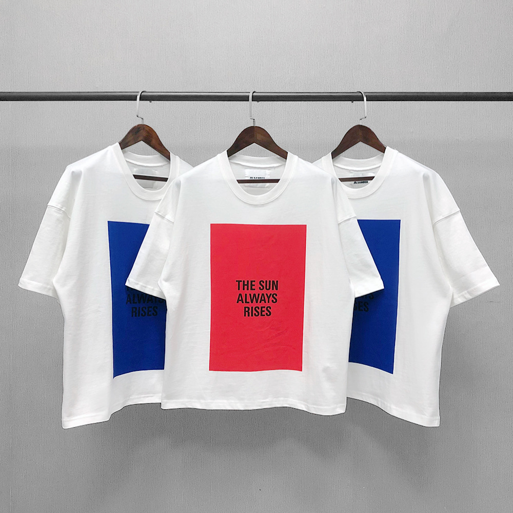 

21SS JIL SANDER Frauen Manner Tee the sun always rises Homme Femme T-Shirt Vintage Short Sleeves Summer Street Men Women HFYMTX640, White;black