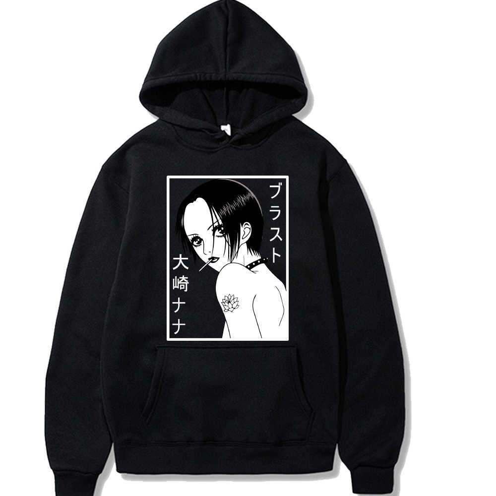 

Anime Nana Osaki Hoodie Hip Hop Casual Loose Print Streetwear Male Cloth Y0727, Black