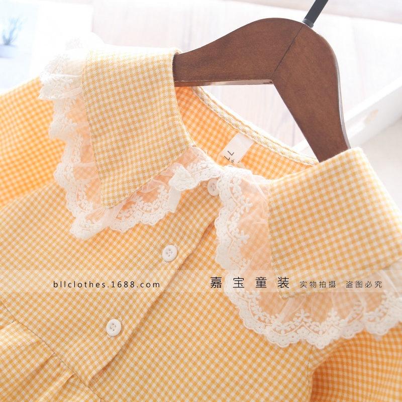 

Girl's Dresses Girls Princess Dress Wholesale 2021 Spring Baby Girl Yellow Plaid Cotton Long Sleeve
