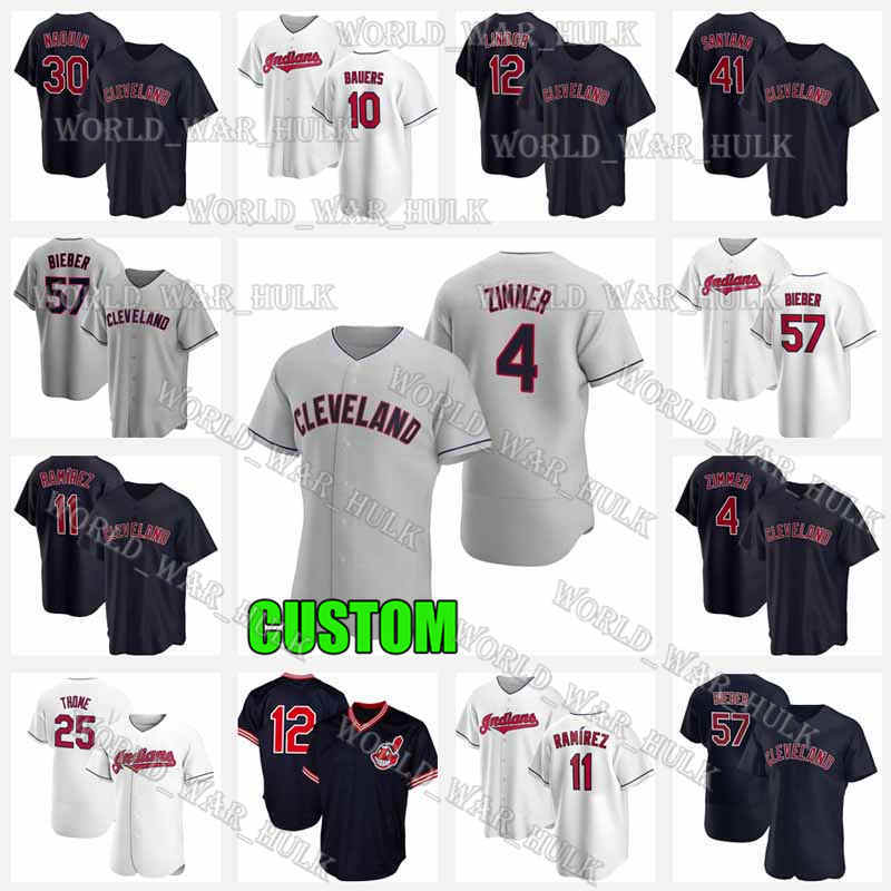 

4 Bradley Zimmer Jersey 11 Jose Ramirez 99 James Karinchak Indians 30 Joe Carter 44 Bobby Baseball Jim Thome 24 Triston McKenzie Cleveland, Blue;black
